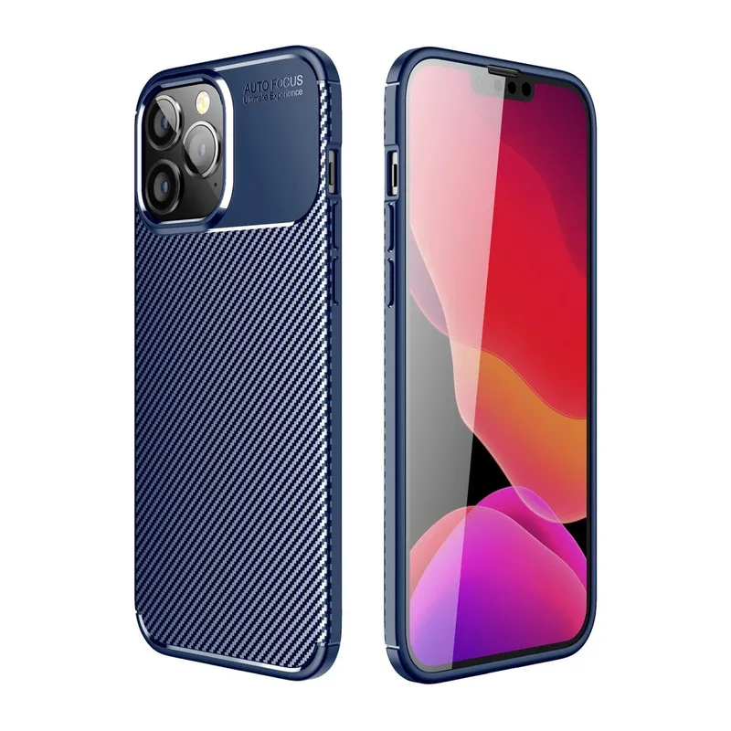 İphone 14 Pro Kılıf Auto Focus Karbon Kapak - Lacivert