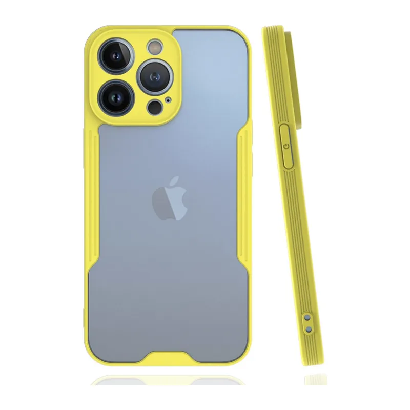 İphone 14 Pro Max Kılıf Platin Silikon - Sarı