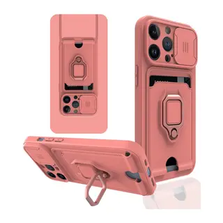 İphone 14 Pro Kılıf Zuma Kartvizitli Yüzüklü Silikon - Pembe