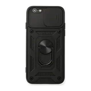 İphone 6 Kılıf Pars Lens Yüzüklü Silikon - Siyah
