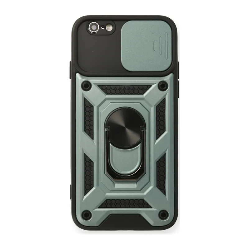 İphone 6 Kılıf Pars Lens Yüzüklü Silikon - Yeşil
