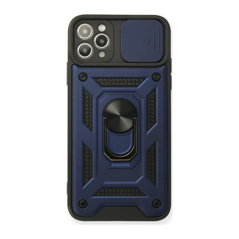 İphone 11 Pro Max Kılıf Pars Lens Yüzüklü Silikon - Lacivert