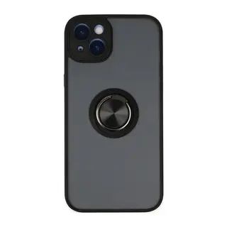 İphone 14 Kılıf Montreal Yüzüklü Silikon Kapak - Siyah