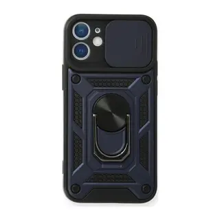 İphone 12 Kılıf Pars Lens Yüzüklü Silikon - Lacivert
