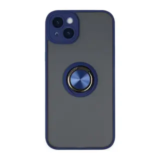 İphone 14 Kılıf Montreal Yüzüklü Silikon Kapak - Lacivert