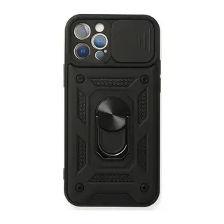 İphone 12 Pro Kılıf Pars Lens Yüzüklü Silikon - Siyah