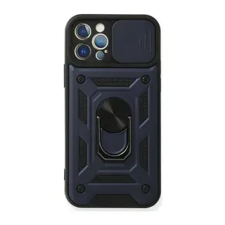 İphone 12 Pro Kılıf Pars Lens Yüzüklü Silikon - Lacivert