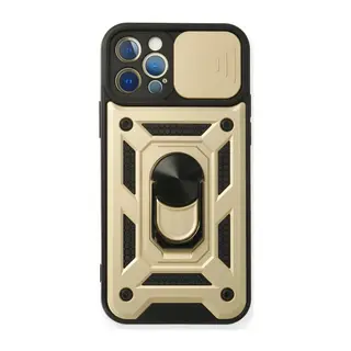 İphone 12 Pro Kılıf Pars Lens Yüzüklü Silikon - Gold
