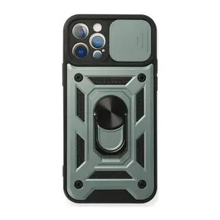 İphone 12 Pro Kılıf Pars Lens Yüzüklü Silikon - Yeşil