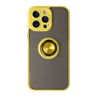 İphone 14 Pro Kılıf Montreal Yüzüklü Silikon Kapak - Sarı