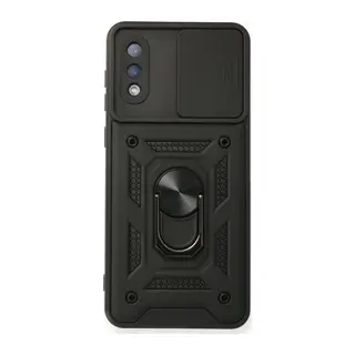 Galaxy A02 Kılıf Pars Lens Yüzüklü Silikon - Siyah