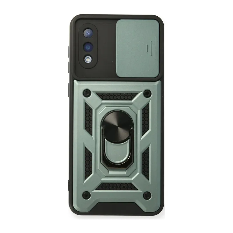Galaxy A02 Kılıf Pars Lens Yüzüklü Silikon - Yeşil