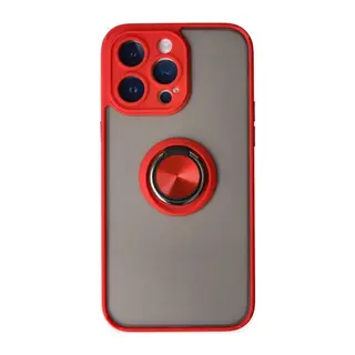 İphone 14 Pro Max Kılıf Montreal Yüzüklü Silikon Kapak - Kırmızı