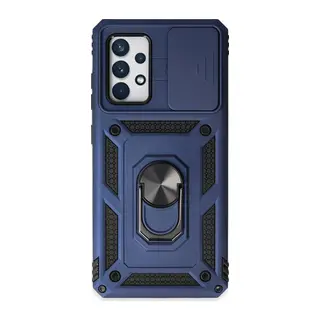 Galaxy A72 Kılıf Pars Lens Yüzüklü Silikon - Lacivert
