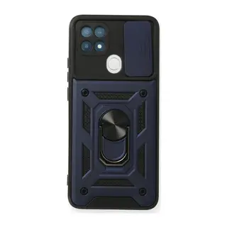 Oppo A15 Kılıf Pars Lens Yüzüklü Silikon - Lacivert