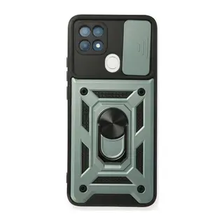 Oppo A15 Kılıf Pars Lens Yüzüklü Silikon - Yeşil