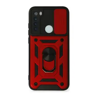 Xiaomi Redmi Note 8 Kılıf Pars Lens Yüzüklü Silikon - Kırmızı