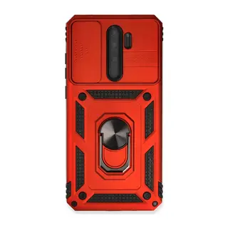 Xiaomi Redmi Note 8 Pro Kılıf Pars Lens Yüzüklü Silikon - Kırmızı