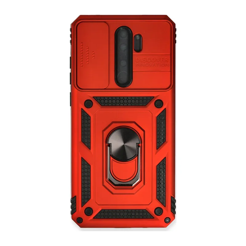 Xiaomi Redmi Note 8 Pro Kılıf Pars Lens Yüzüklü Silikon - Kırmızı