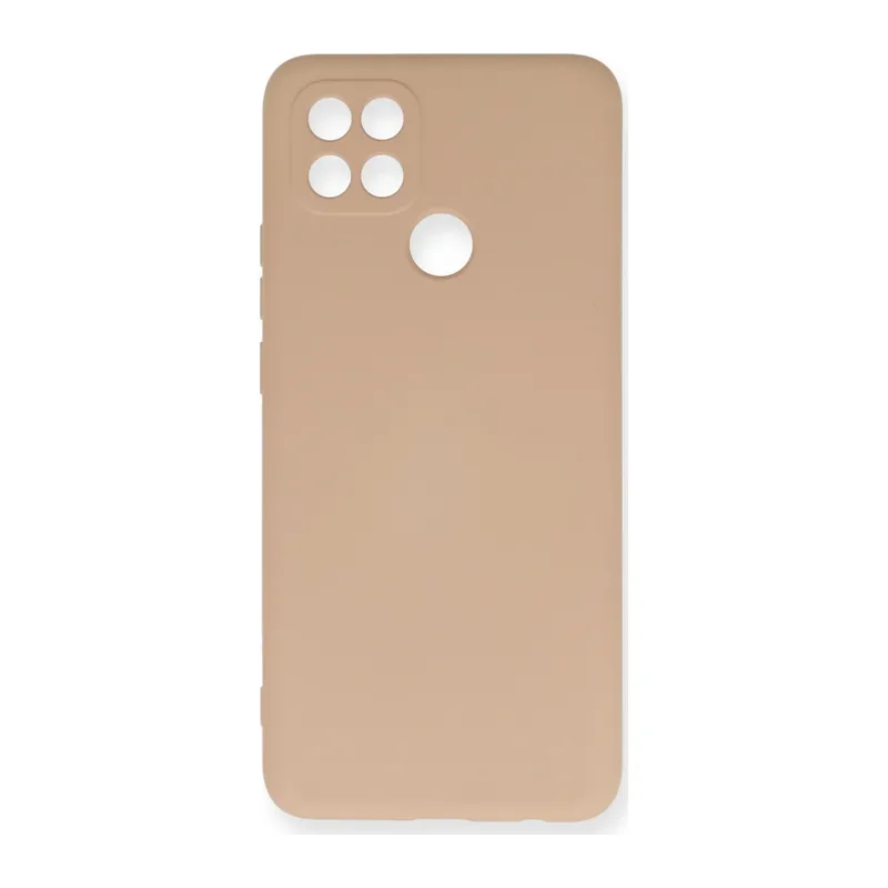 Oppo A15 Kılıf Nano İçi Kadife Silikon - Pudra