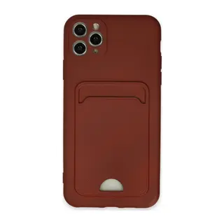 İphone 11 Pro Max Kılıf Kelvin Kartvizitli Silikon - Bordo