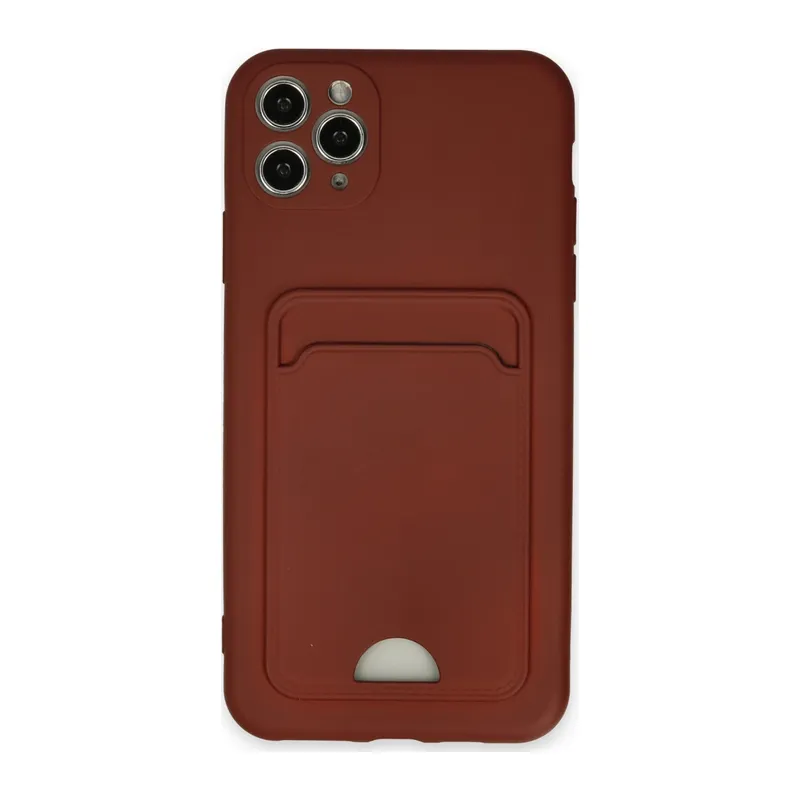 İphone 11 Pro Max Kılıf Kelvin Kartvizitli Silikon - Bordo