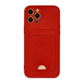 İphone 12 Pro Max Kılıf Kelvin Kartvizitli Silikon - Kırmızı