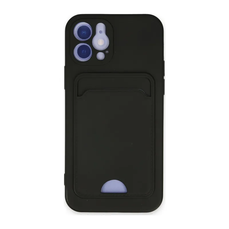 İphone 12 Kılıf Kelvin Kartvizitli Silikon - Siyah