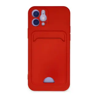 İphone 12 Kılıf Kelvin Kartvizitli Silikon - Kırmızı