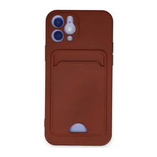 İphone 12 Kılıf Kelvin Kartvizitli Silikon - Bordo