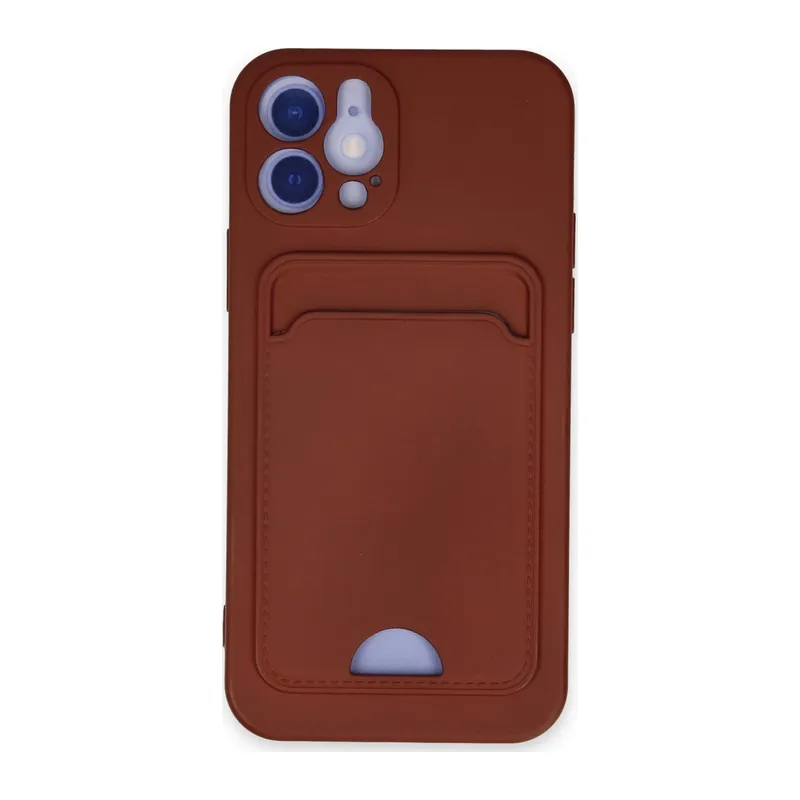 İphone 12 Kılıf Kelvin Kartvizitli Silikon - Bordo