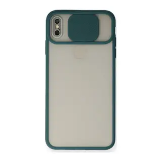 İphone X Kılıf Palm Buzlu Kamera Sürgülü Silikon - Yeşil