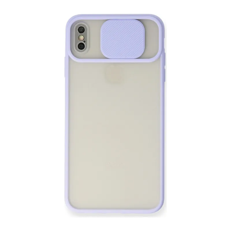 İphone X Kılıf Palm Buzlu Kamera Sürgülü Silikon - Lila