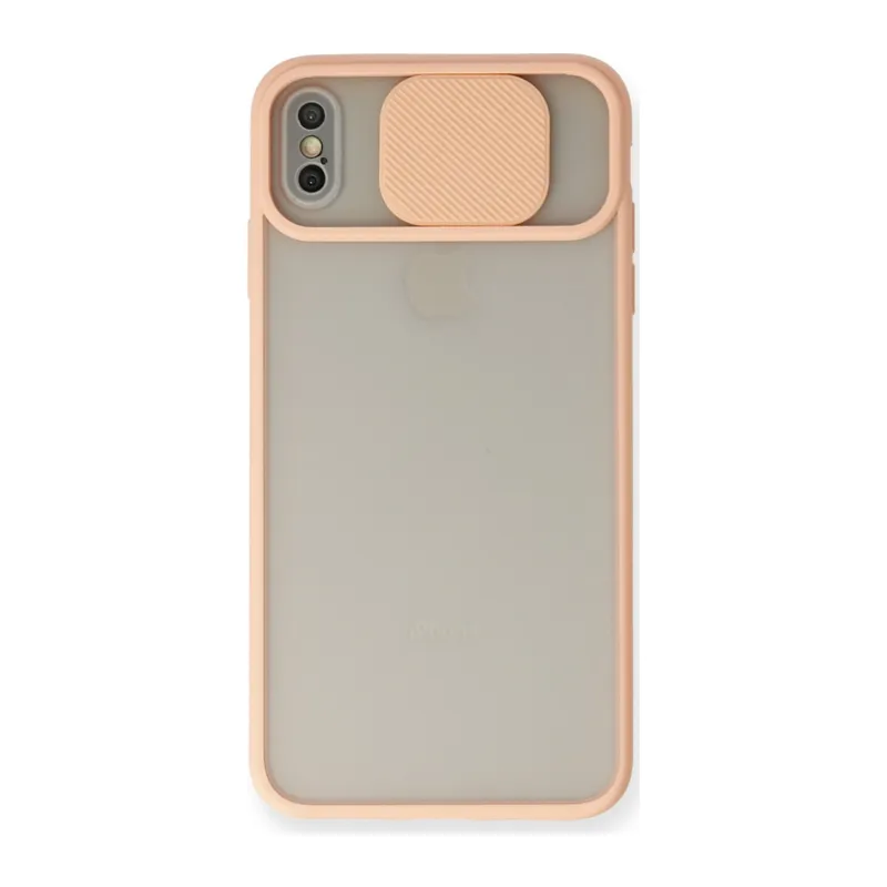 İphone X Kılıf Palm Buzlu Kamera Sürgülü Silikon - Pembe
