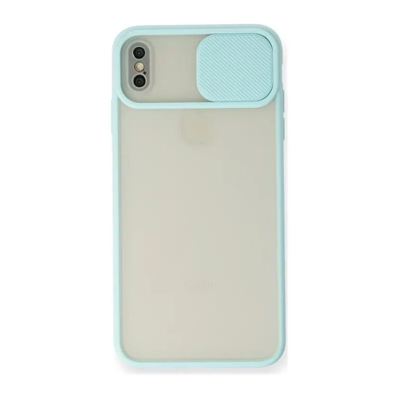 İphone X Kılıf Palm Buzlu Kamera Sürgülü Silikon - Turkuaz