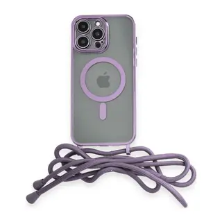İphone 12 Pro Kılıf Divo Lazer Askılı Magsafe Kapak - Lila