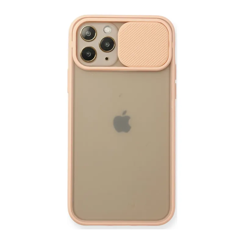 İphone 11 Pro Kılıf Palm Buzlu Kamera Sürgülü Silikon - Pembe