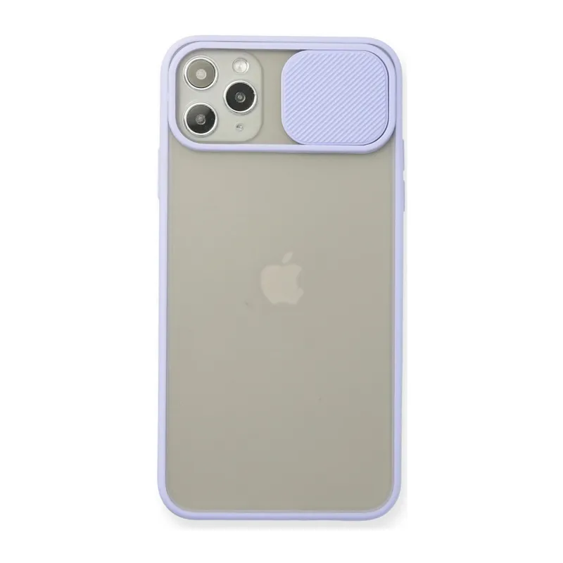 İphone 11 Pro Max Kılıf Palm Buzlu Kamera Sürgülü Silikon - Lila