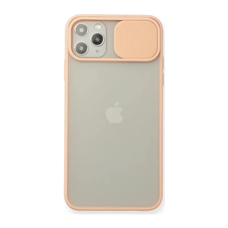 İphone 11 Pro Max Kılıf Palm Buzlu Kamera Sürgülü Silikon - Pembe