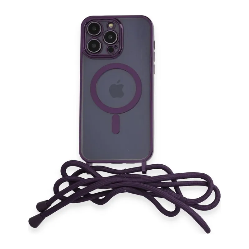 İphone 13 Pro Kılıf Divo Lazer Askılı Magsafe Kapak - Derin Mor