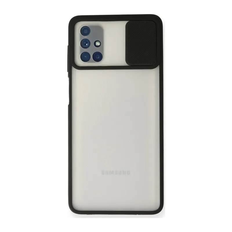 Galaxy M51 Kılıf Palm Buzlu Kamera Sürgülü Silikon - Siyah