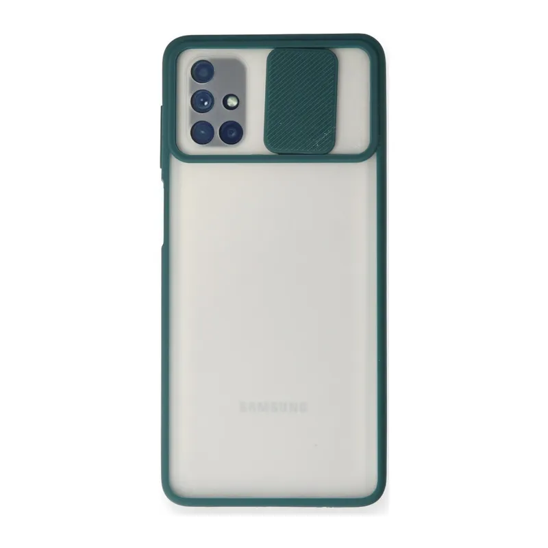 Galaxy M51 Kılıf Palm Buzlu Kamera Sürgülü Silikon - Yeşil