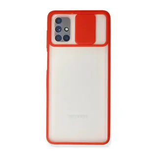 Galaxy M51 Kılıf Palm Buzlu Kamera Sürgülü Silikon - Kırmızı
