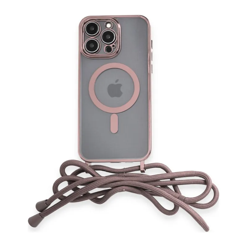 İphone 13 Pro Kılıf Divo Lazer Askılı Magsafe Kapak - Pembe