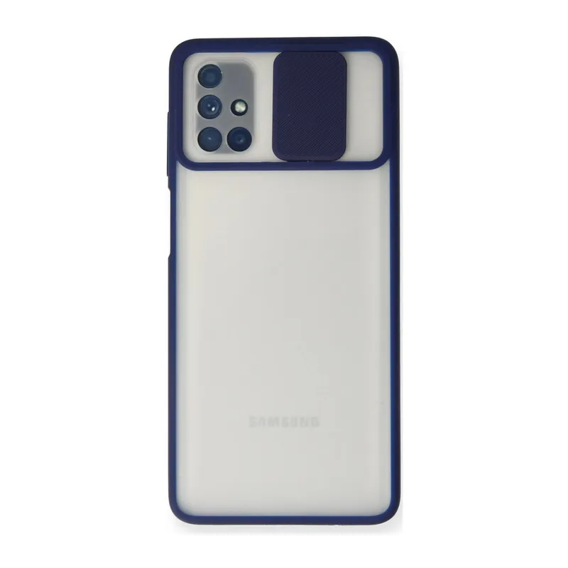 Galaxy M51 Kılıf Palm Buzlu Kamera Sürgülü Silikon - Lacivert