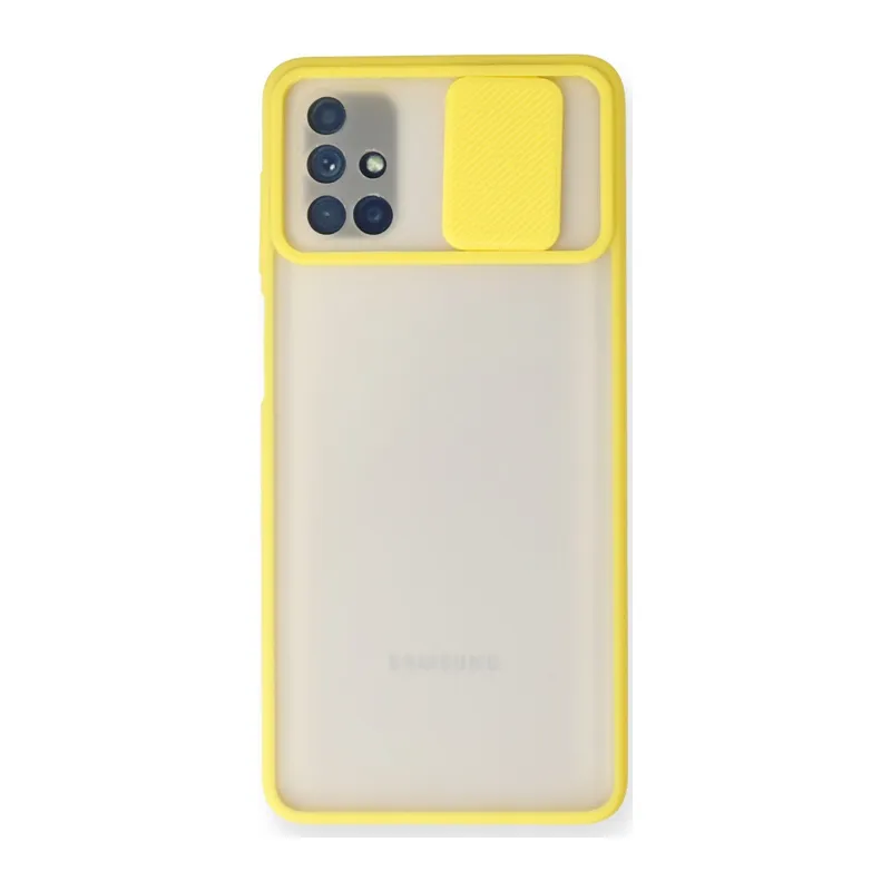 Galaxy M51 Kılıf Palm Buzlu Kamera Sürgülü Silikon - Sarı