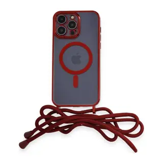 İphone 13 Pro Kılıf Divo Lazer Askılı Magsafe Kapak - Kırmızı