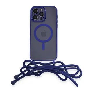 İphone 13 Pro Kılıf Divo Lazer Askılı Magsafe Kapak - Mavi