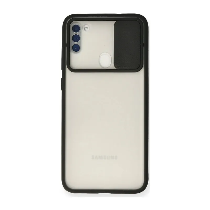 Galaxy A11 Kılıf Palm Buzlu Kamera Sürgülü Silikon - Siyah