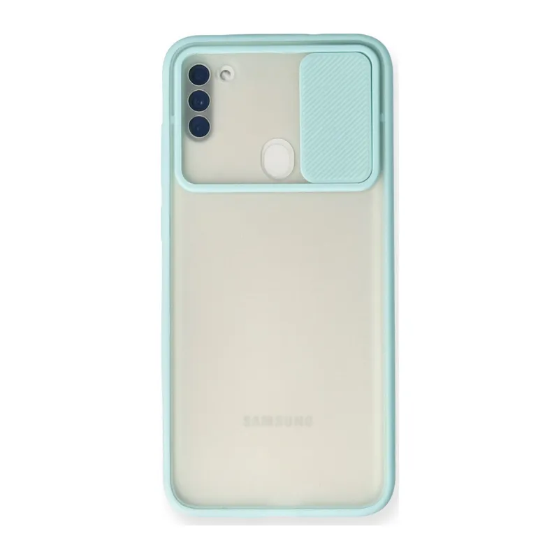 Galaxy A11 Kılıf Palm Buzlu Kamera Sürgülü Silikon - Turkuaz